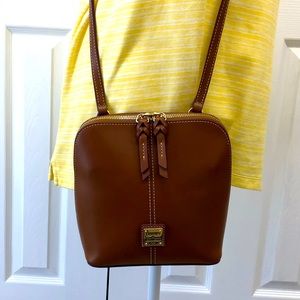 Brown Florentine leather crossbody purse.